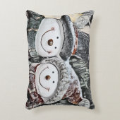冬、クリスマス雪だるまと雪女スケッチ アクセントクッション (正面(垂直))