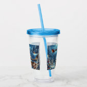 冬/サンタ/クリスマス/雪 アクリルタンブラー (左)