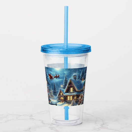 冬/サンタ/クリスマス/雪 アクリルタンブラー (正面)