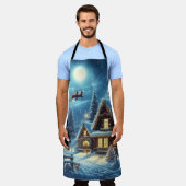 冬/サンタ/クリスマス/雪 エプロン (着用した状態)