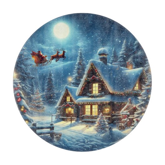 冬/サンタ/クリスマス/雪 カッティングボード (正面)