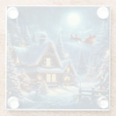 冬/サンタ/クリスマス/雪 ガラスコースター (裏面)