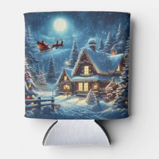 冬/サンタ/クリスマス/雪 缶クーラー (正面)