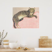 冬：テオペレ・スティーレンのクッションの上の猫 ポスター (キッチン)