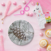 冬、ピネコン、雪片紙プレート ペーパープレート (パーティー)