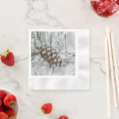 冬、ピネコン、雪片 縁ありカクテルナプキン (インサイチュ)