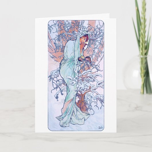 冬（フォーシーズン）アルフォンスミュシャ カード (正面)