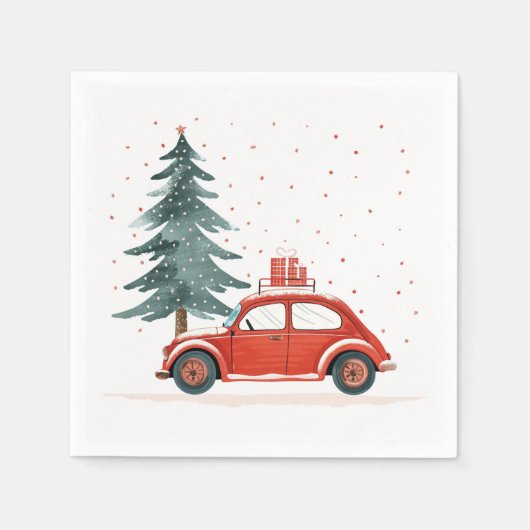 冬、ユール（キリスト降誕祭）&クリスマスフェスティバルナプキンス スタンダードカクテルナプキン (正面)