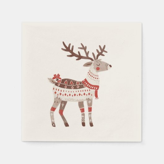 冬、ユール（キリスト降誕祭）&クリスマスフェスティバルナプキンス スタンダードカクテルナプキン (正面)