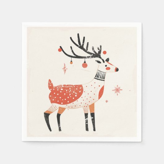 冬、ユール(キリスト降誕祭)&クリスマスフェスティバルナプキンス スタンダードカクテルナプキン (正面)