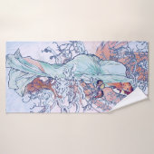 冬（四季）、アルフォンスミュシャ バスタオル (バスタオル)