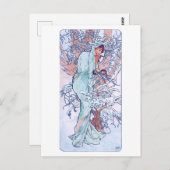 冬（四季）、アルフォンスミュシャ ポストカード (正面/裏面)