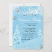 冬，松の木，雪の結晶クリスマスパーティー 招待状 (正面)