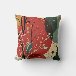 冬/赤のクリスマス抽象芸術の枝 クッション