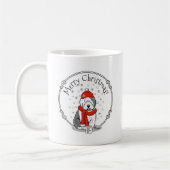 冬(赤)オールドイングリッシュシェプドッグ(グレー1)かわいい コーヒーマグカップ (左)