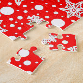 冬(赤)オールドイングリッシュシェプドッグ(グレー1)かわいい ジグソーパズル (側面)