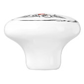 冬（赤）オールドイングリッシュシェプドッグ（グレー1）かわいい セラミックノブ (側面)