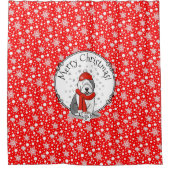 冬(赤)旧英語シェプドッググレー1休日 シャワーカーテン (正面)