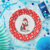 冬（赤）旧英語シェプドッググレー1休日 ペーパープレート (パーティー)