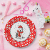 冬（赤）旧英語シェプドッググレー1休日 ペーパープレート (パーティー)