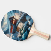 冬、雪が覆われた橋と川 卓球ラケット (横)