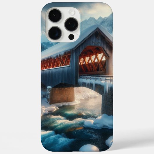 冬、雪が覆われた橋と川 Case-Mate iPhoneケース (裏面)