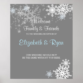 冬、雪の結晶、カスタムウェディングウェルカムポスター ポスター