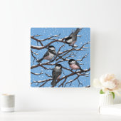 冬《鳥》アメリカゴガラ スクエア壁時計 (ホーム)