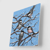 冬《鳥》アメリカゴガラ スクエア壁時計 (傾斜)