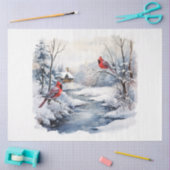 冬（鳥）ショウジョウコウカンチョウシリーズデザイン5 薄葉紙 (クラフト)