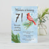 冬（鳥）ショウジョウコウカンチョウ誕生日招待状 招待状 (スタンド正面)