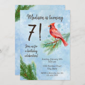 冬（鳥）ショウジョウコウカンチョウ誕生日招待状 招待状 (正面/裏面)