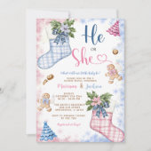 冬Heまたは彼女サンタソックスのクッキー性別が明らかにする 招待状 (正面)