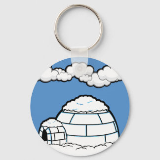 冬IGLOO雪の青い空の白い雲の漫画 キーホルダー