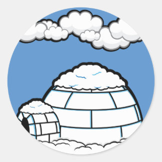 冬IGLOO雪の青い空の白い雲の漫画 ラウンドシール