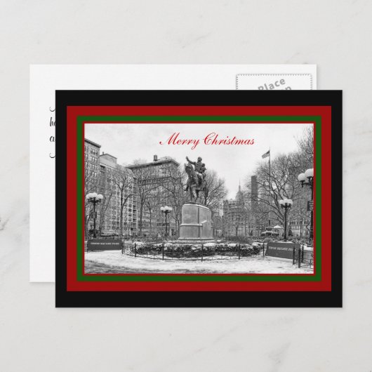 冬NYCユニオンスクエアB&Wメリークリスマス シーズンポストカード (正面/裏面)