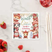 冬ONEderland動物クリスマス1日の誕生日 スタンダードカクテルナプキン (インサイチュ)