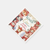 冬ONEderland動物クリスマス1日の誕生日 スタンダードカクテルナプキン (角)