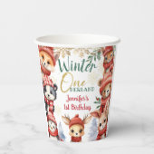 冬ONEderland動物クリスマス1日の誕生日 紙コップ (裏面)