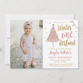 冬ONEderland 1st誕生日ボホクリスマスツリー 招待状 (正面)