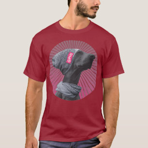 冷えおもしろいるヒップスター犬ホットピンク Tシャツ