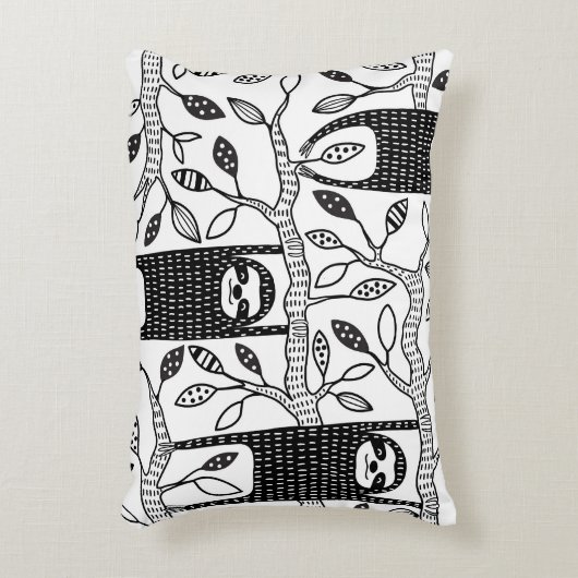 冷えたナマケモノ:かわいい動物のパターン。 アクセントクッション (正面(垂直))