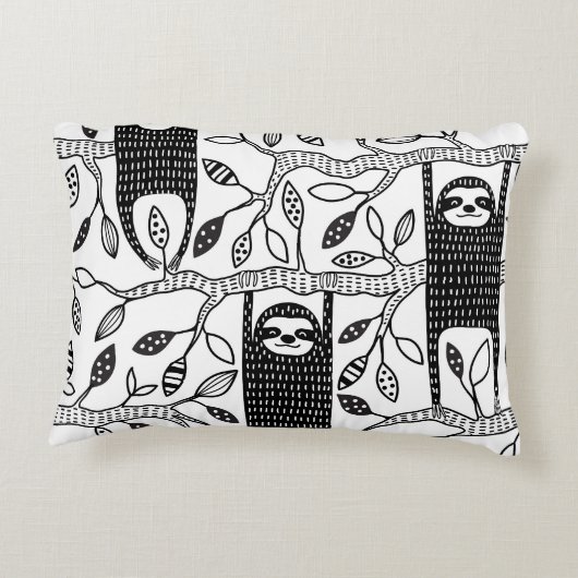 冷えたナマケモノ:かわいい動物のパターン。 アクセントクッション (裏面)