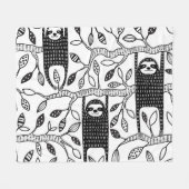 冷えたナマケモノ:かわいい動物のパターン。 フリースブランケット (正面(横))