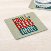 冷えたビール スクエアペーパーコースター (アングル)