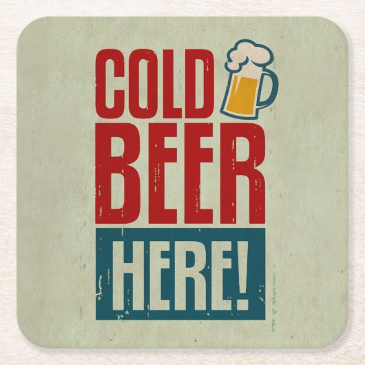 冷えたビール スクエアペーパーコースター (正面)