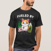 冷えた抹茶を冷やした猫の植物が育おもしろいつ Tシャツ (正面)