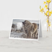 冷えたLeonbergerの挨拶状 カード (黄色い花)