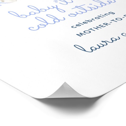 冷たいアウトウォーター色の冬の赤ちゃんシャワー ポスター (角)