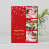 冷たいアウトサイドフォトフォイル誕生のお知らせ 箔シーズンカード (立ち正面)